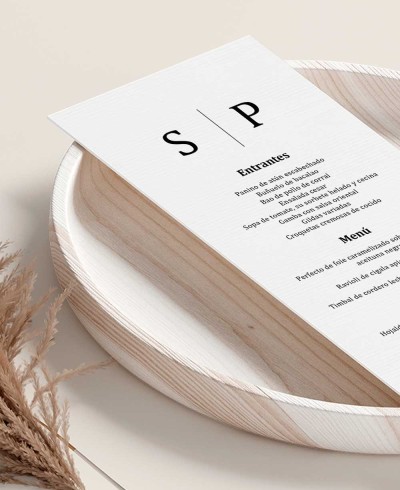 Personalized minimalist style wedding menu
