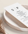 Personalized minimalist style wedding menu