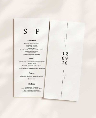 Beautiful black and white wedding menus