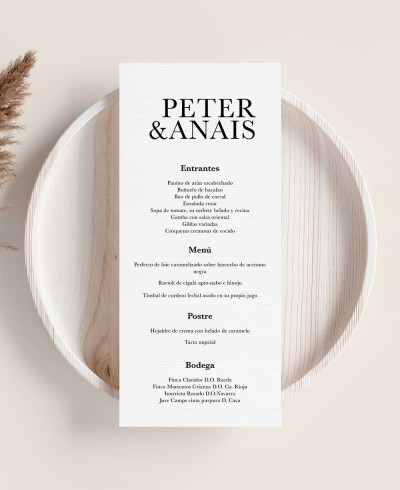 Elegante menu di nozze collezione minimal Berlino