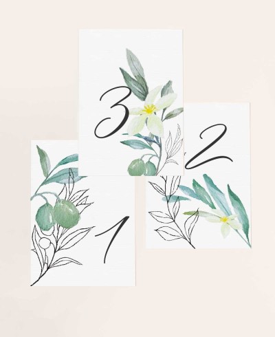 Botanischer Druck Nummern des Hochzeitstisches