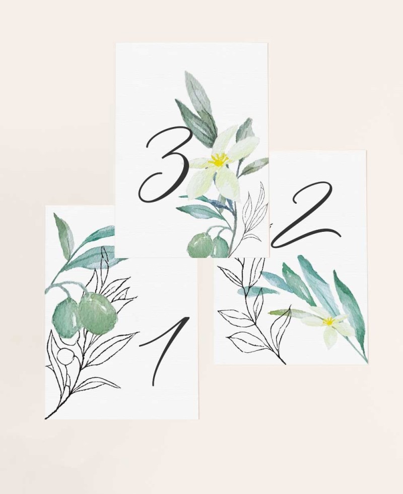 Botanischer Druck Nummern des Hochzeitstisches