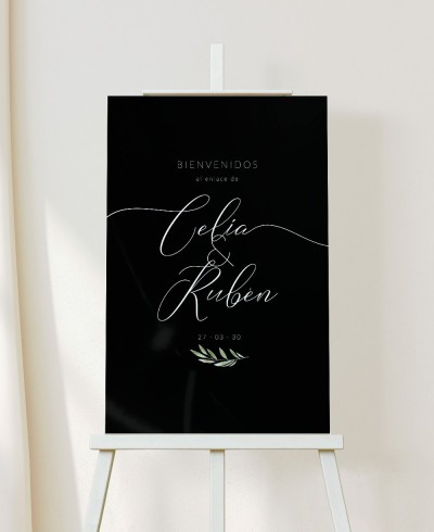 Willkommensschild aus olivfarbenem Methacrylat für Hochzeiten