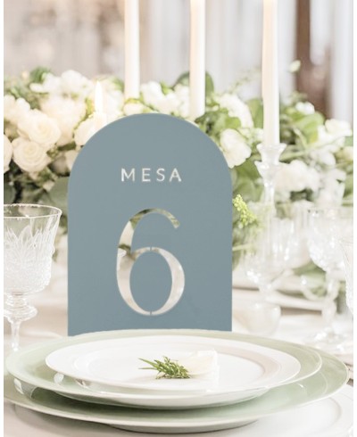 Número de zoom da mesa de casamento em azul pó