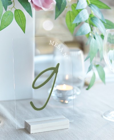 Números da mesa de casamento de metacrilato