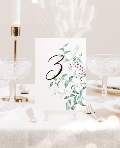Numéros de table pour les mariages botaniques