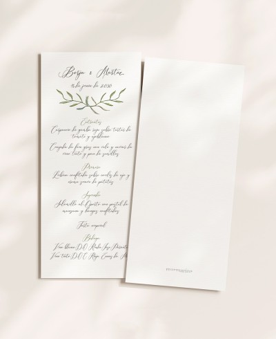 Back menu for olive weddings