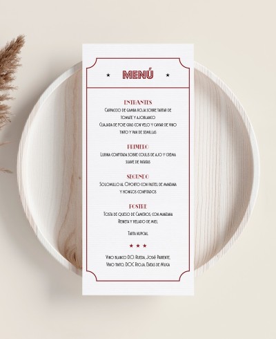 Menus for Cinema Weddings