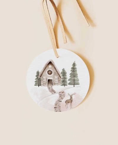 Etiqueta redonda clásica navidad