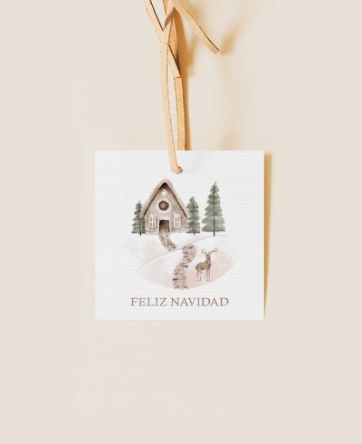 Etiqueta cuadrada clásica para regalos de Navidad