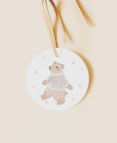 Etiqueta redonda infantil para Navidad