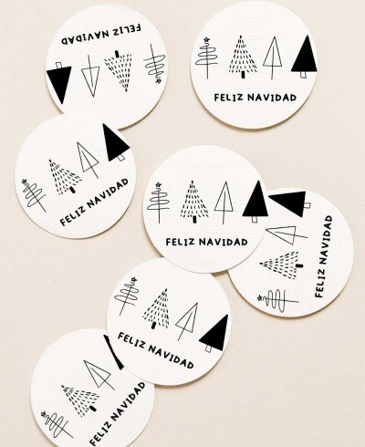 Pegatinas circulares minimal navideñas