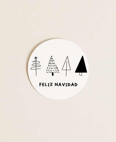 Pegatina redonda minimalista de Navidad