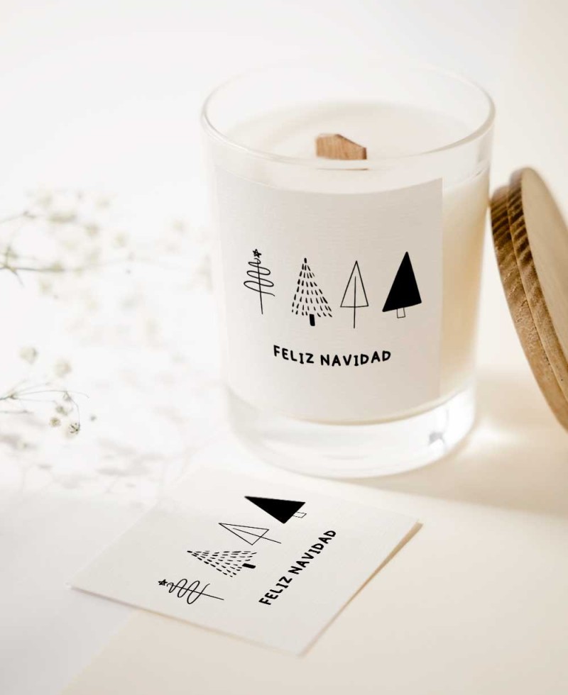 Pegatina cuadrada minimal navideña