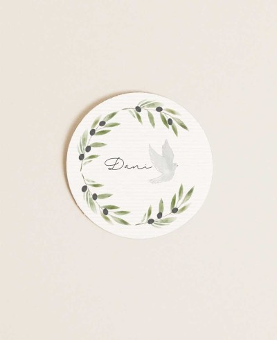 Autocollant rond pour communions olivier