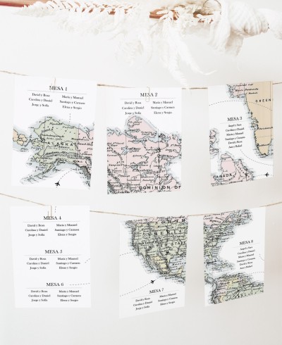 Mapa da coleção temática do plano de mesa para casamentos