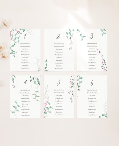 Plano de mesa para coleção botânica de casamentos