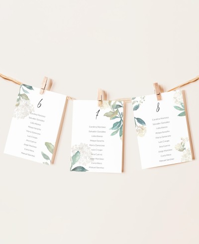 Plano de mesa para casamentos hortênsias brancas