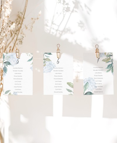 Plano de Mesa de Casamento de Hortênsia Azul