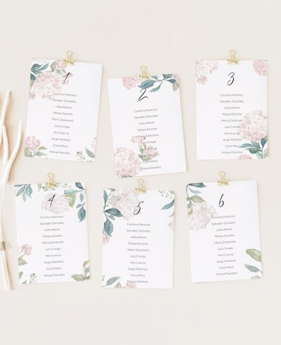 Hortênsias cor-de-rosa do plano da tabela do casamento