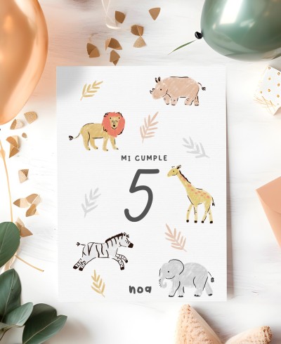 Invitación cumpleaños animales selva