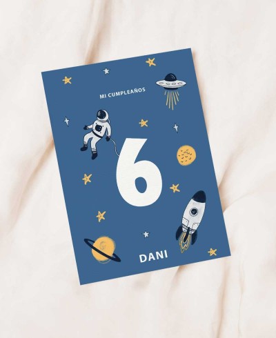 Invitación cumpleaños espacio astronauta
