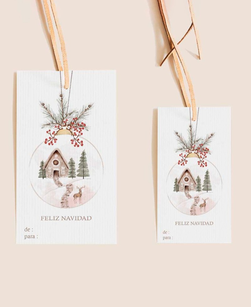Tamaños etiquetas Navidad clásicas