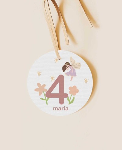 Etiqueta redonda cumpleaños princesas hada