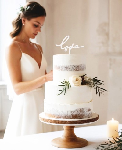 Overview cake topper "love" calligraphic typography