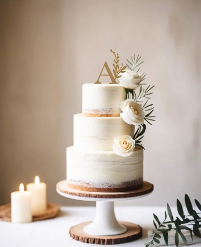 Übersicht personalisierter Tortenaufleger mit Initiale und Blättern