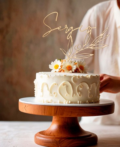 Vista general cake topper personalizado con nombre