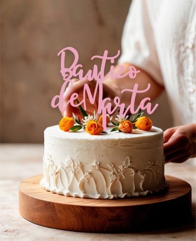 Gesamtansicht Tortenaufleger mit Namen für die Taufe