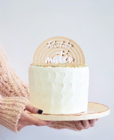 Panoramica cake topper arcobaleno personalizzato con nome