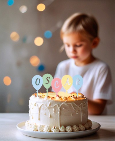 Übersicht Cake Topper Custom Ballons mit Namen