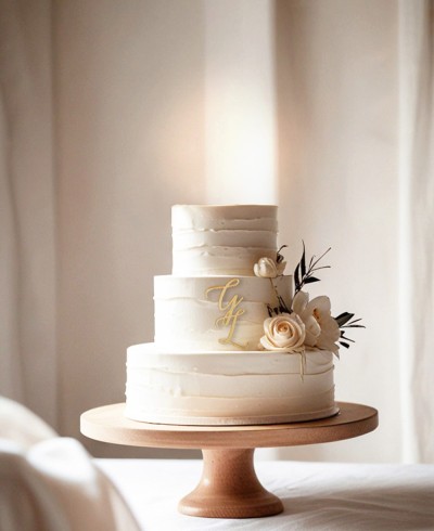 Visão geral topo de bolo personalizado com iniciais