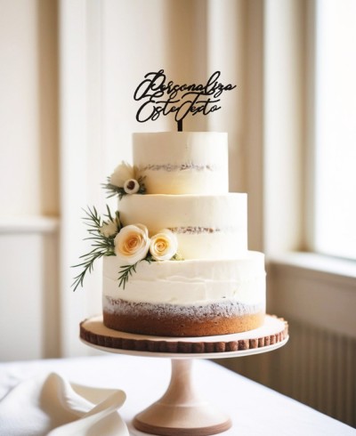 Vista general cake topper personalizable con frase