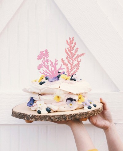 Vista frontal cake topper arrecife de coral