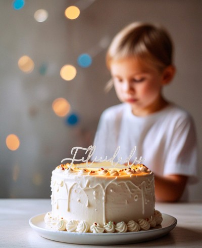 Vista general cake topper "Felicidades"