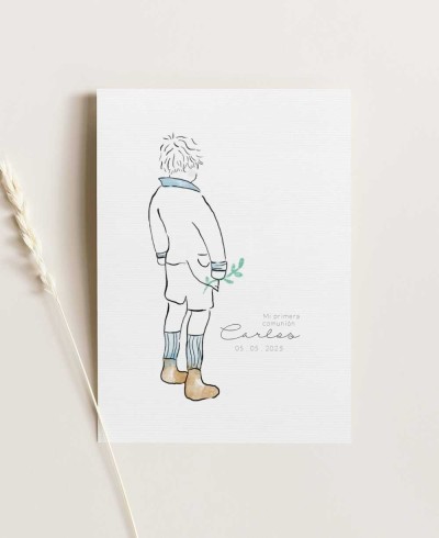 Invitación de comunión b6 retrato para niño
