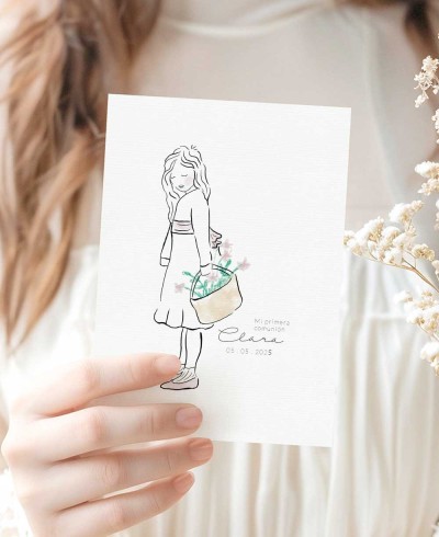 Convite para comunhões retrato menina