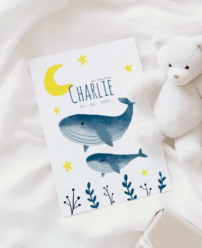 Invito per il battesimo dei marinai balene e stelle