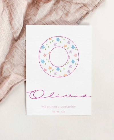 Invitación para comunión inicial flores