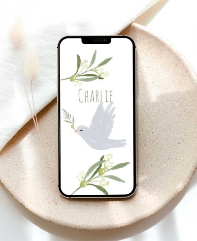 Digital invitation for olive baptisms