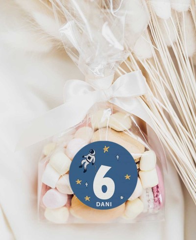 Birthday details round space sticker