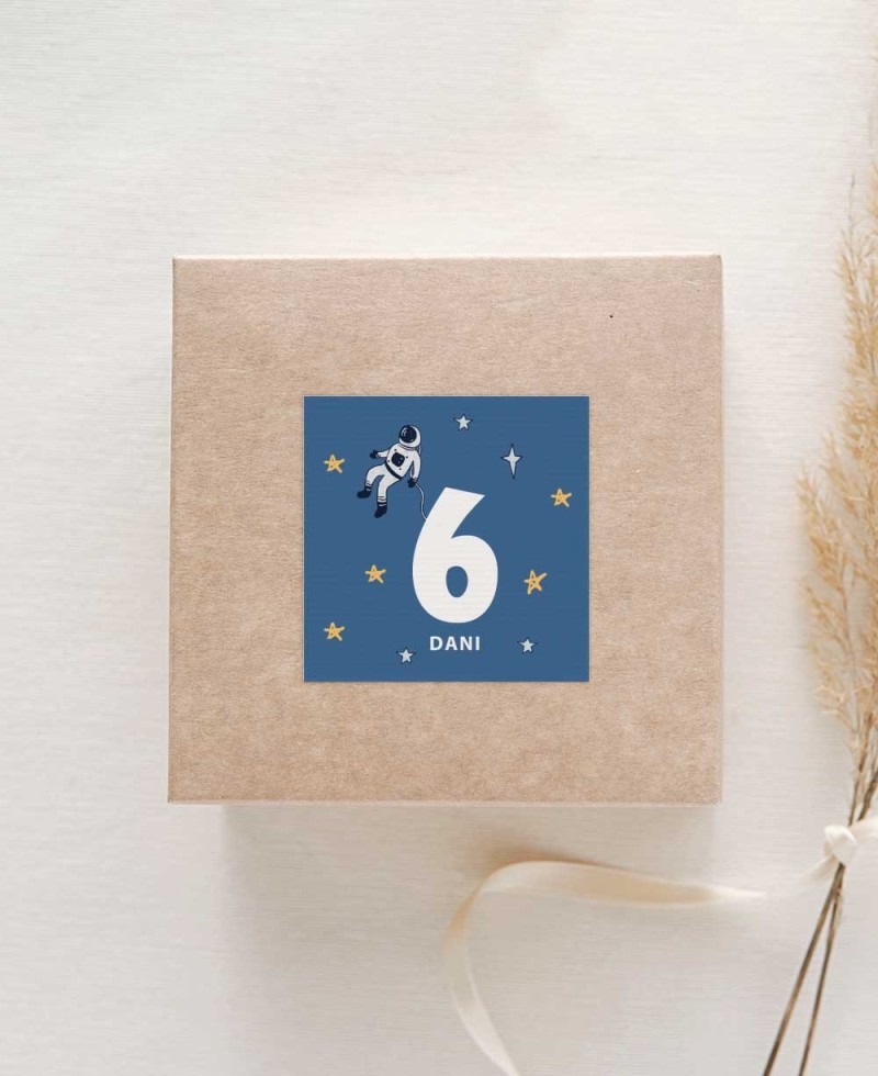 Autocollants carrés pour l’espace des cadeaux d’anniversaire