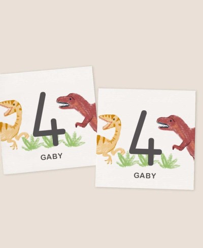 Pegatinas cuadrado para cumples con dinos