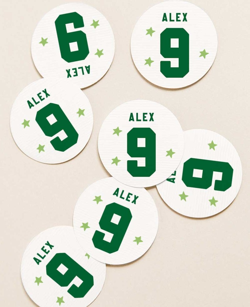 Circular stickers for birthday gifts football