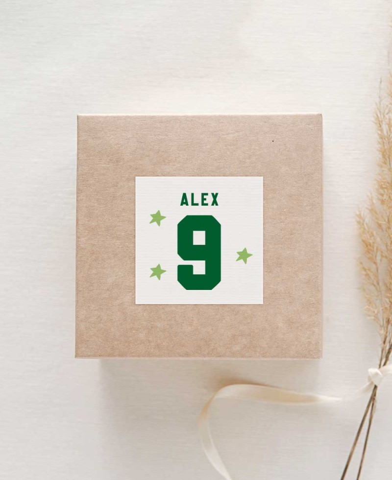 Pegatinas cuadradas para regalos de cumpleaños fútbol