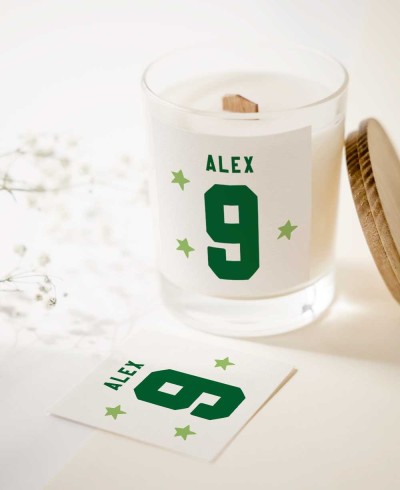 Pegatina cuadradas para cumpleaños fútbol