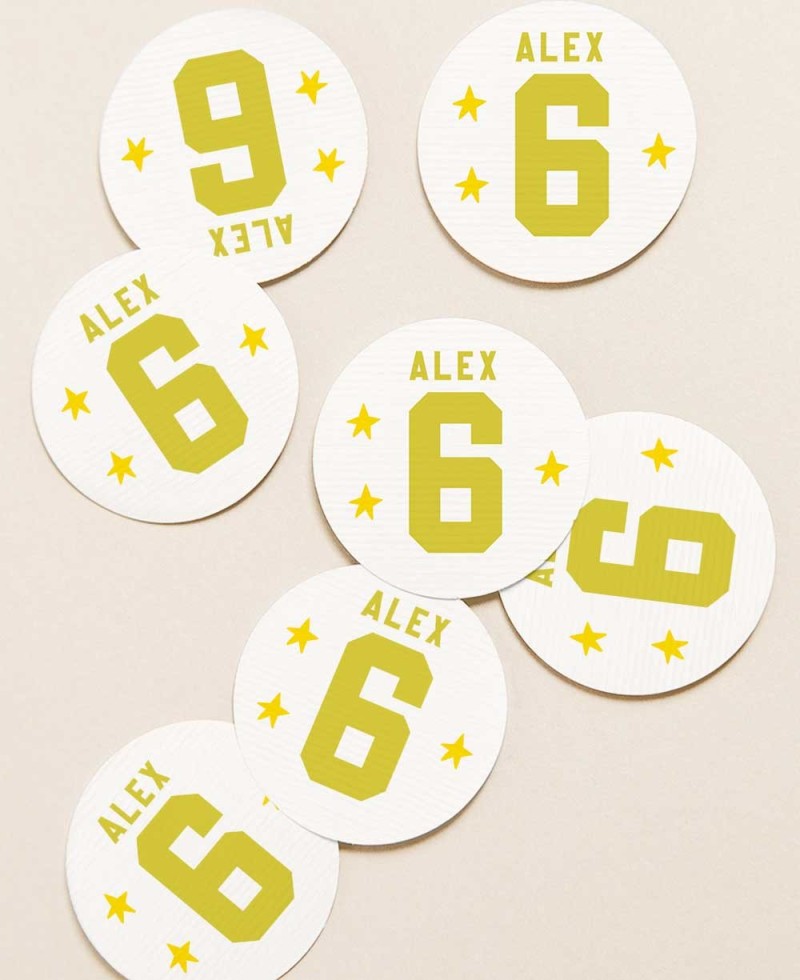 Autocollants circulaires pour cadeaux d’anniversaire tennis